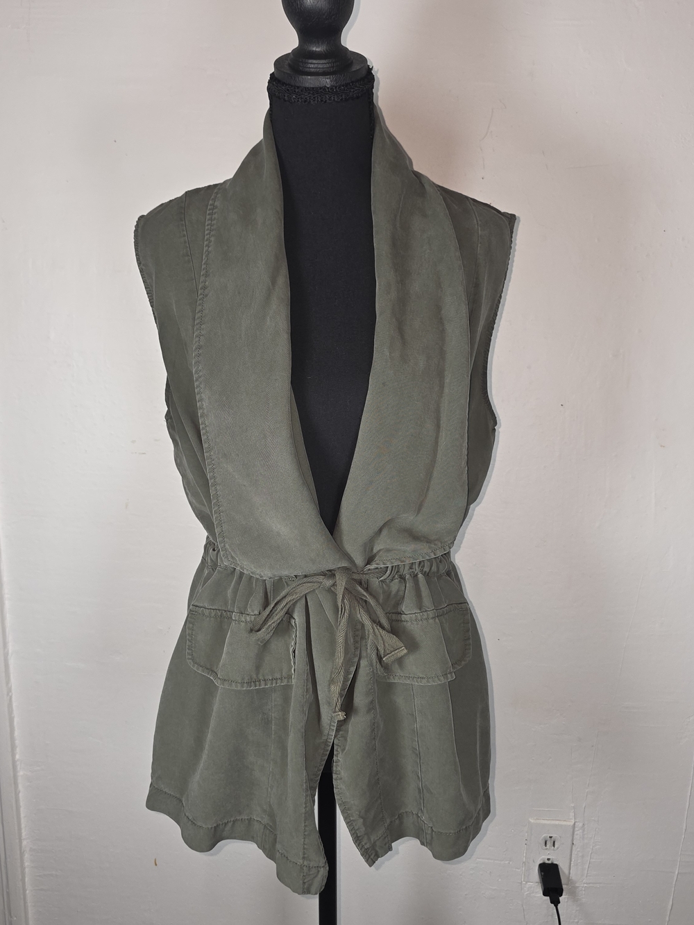 Sanctuary Olive Green Tie-Waist Utility Vest